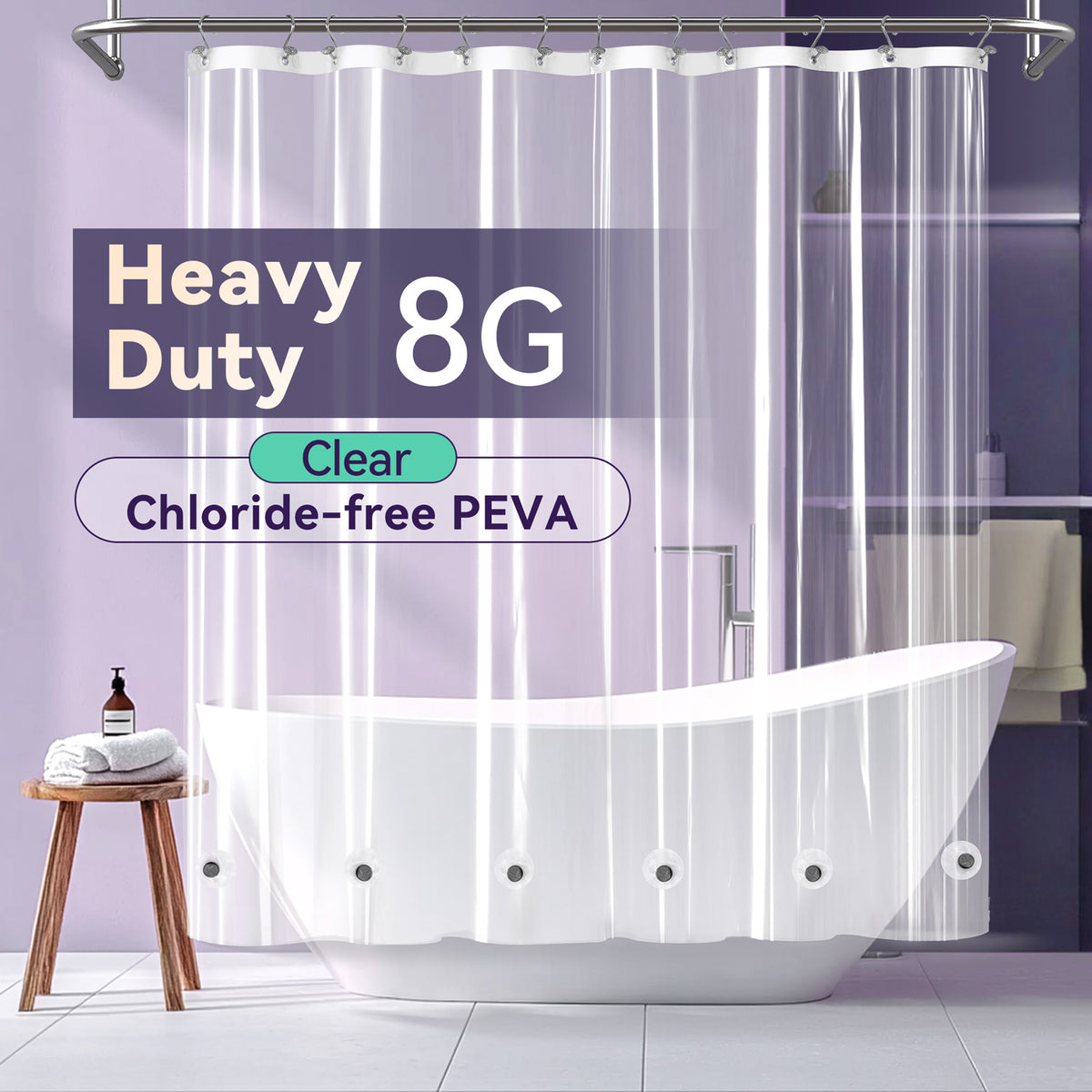 Yiannan clear shower curtain liner