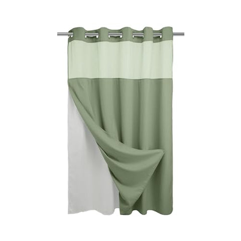 No Hooks Required Waffle Weave Shower Curtain with Snap in Liner