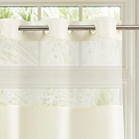 No Snap Shower Curtain or Liner with Sheer Window