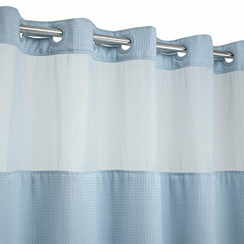 No Hooks Required Waffle Weave Shower Curtain with Snap in Liner