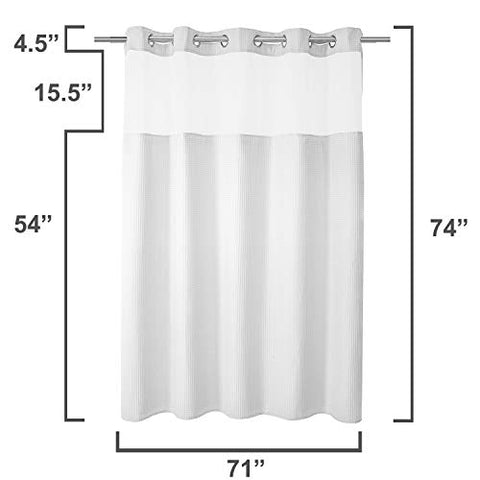 Waffle Weave Cotton Blend Shower Curtain Set with Snap in replacement Liner