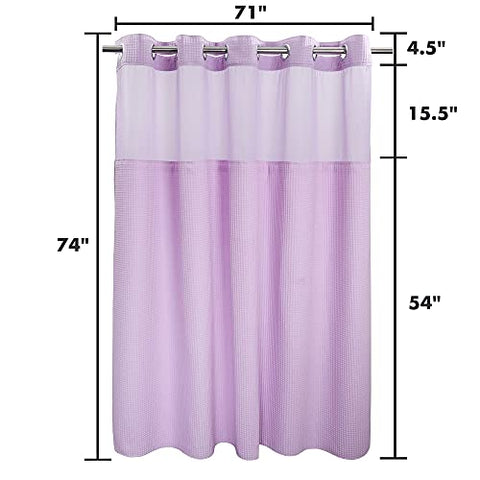 Waffle Weave Cotton Blend Shower Curtain Set with Snap in replacement Liner