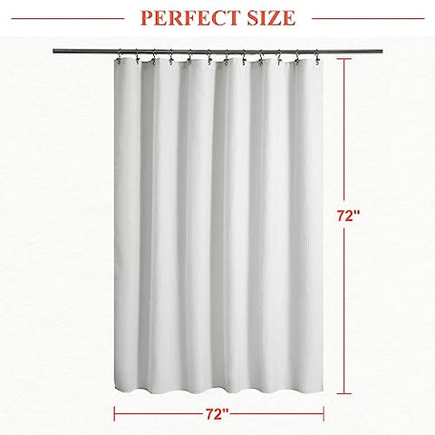 Waffle Weave White Shower Curtain Hotel Luxury Quality