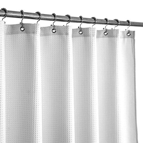 Waffle Weave White Shower Curtain Hotel Luxury Quality