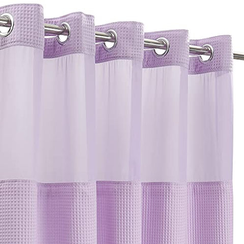 Waffle Weave Cotton Blend Shower Curtain Set with Snap in replacement Liner