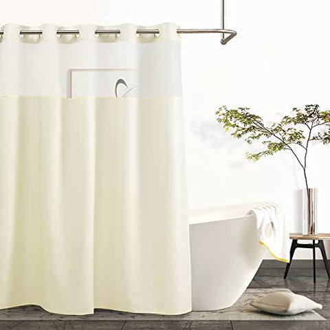 No Snap Shower Curtain or Liner with Sheer Window