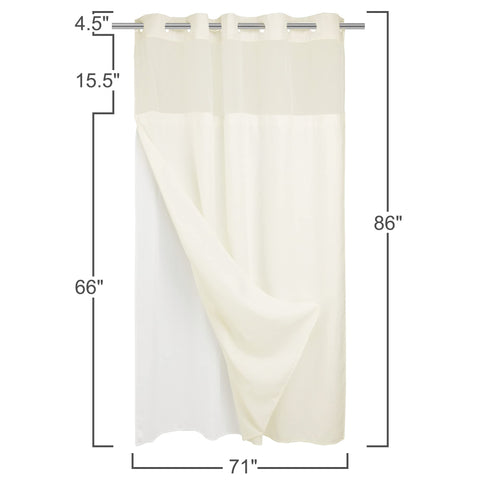 No Hooks Required Waffle Weave Shower Curtain with Snap in Liner