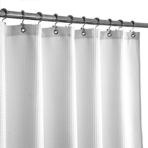 Waffle Weave White Shower Curtain Hotel Luxury Quality