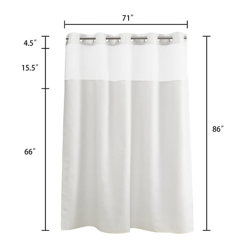 No Snap Shower Curtain or Liner with Sheer Window