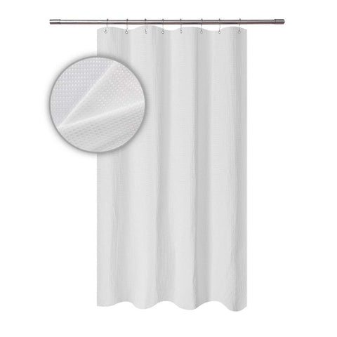 Waffle Weave White Shower Curtain Hotel Luxury Quality