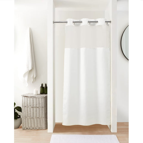 No Snap Shower Curtain or Liner with Sheer Window