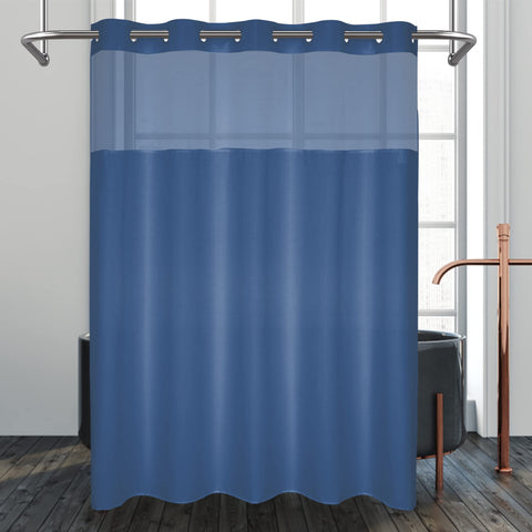 No Snap Shower Curtain or Liner with Sheer Window