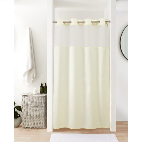 No Snap Shower Curtain or Liner with Sheer Window