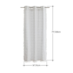 River Dream Farmhouse Linen Textured Shower Curtain with Snap-in Liner Set, No Hooks Needed, with Tassels for Rustic Bathroom Decor,with Window,with Magnets,Linen,71Wx74H
