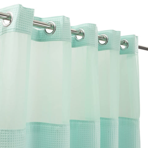 Waffle Weave Cotton Blend Shower Curtain Set with Snap in replacement Liner