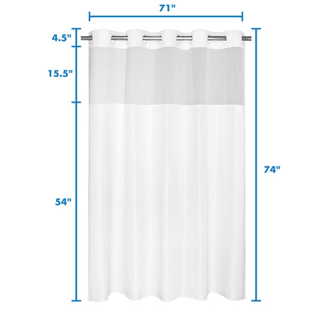 No Snap Shower Curtain or Liner with Sheer Window