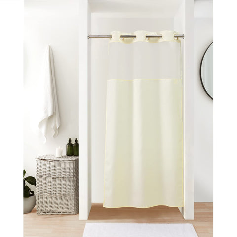 No Snap Shower Curtain or Liner with Sheer Window