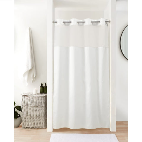 No Snap Shower Curtain or Liner with Sheer Window