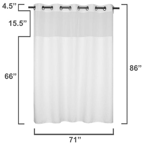 Waffle Weave Cotton Blend Shower Curtain Set with Snap in replacement Liner