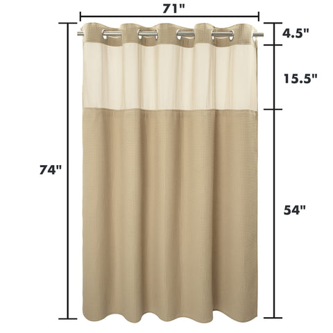 Waffle Weave Cotton Blend Shower Curtain Set with Snap in replacement Liner