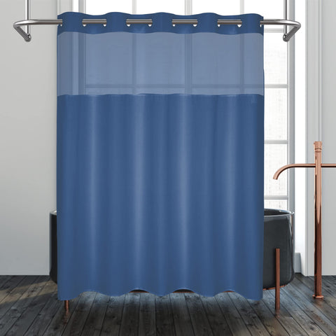 No Snap Shower Curtain or Liner with Sheer Window