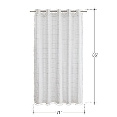 River Dream Farmhouse Linen Textured Shower Curtain with Snap-in Liner Set, No Hooks Needed, with Tassels for Rustic Bathroom Decor,with Window,with Magnets,Linen,71Wx74H