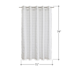 River Dream Farmhouse Linen Textured Shower Curtain with Snap-in Liner Set, No Hooks Needed, with Tassels for Rustic Bathroom Decor,with Window,with Magnets,Linen,71Wx74H