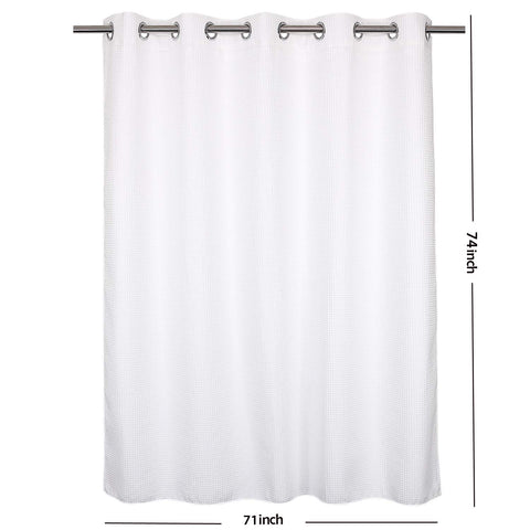 Hotel Grade No Hooks Needed Shower Curtain with Snap in Liner