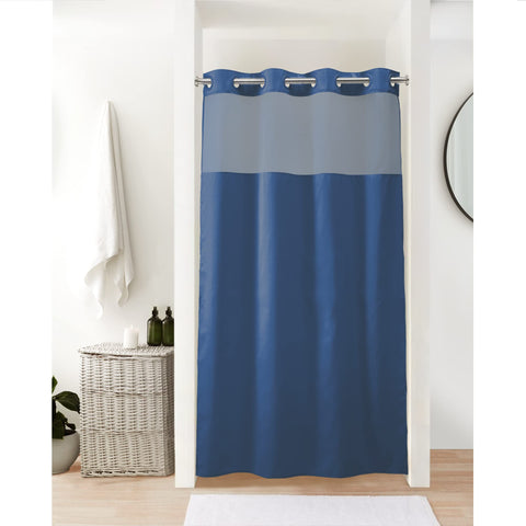 No Snap Shower Curtain or Liner with Sheer Window