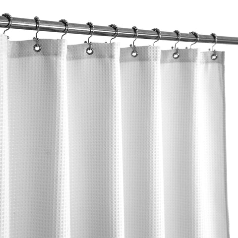 Waffle Weave White Shower Curtain Hotel Luxury Quality