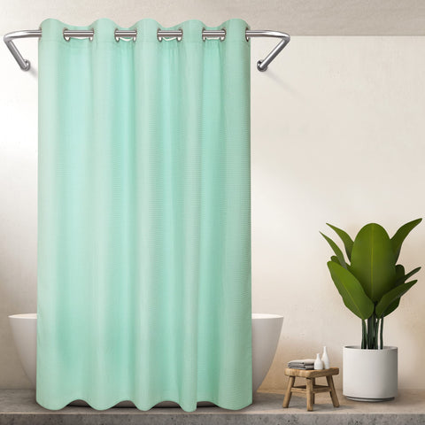 Hotel Grade No Hooks Needed Shower Curtain with Snap in Liner