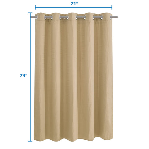 Hotel Grade No Hooks Needed Shower Curtain with Snap in Liner