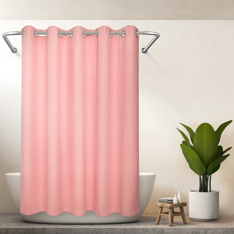 Hotel Grade No Hooks Needed Shower Curtain with Snap in Liner