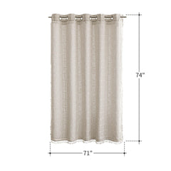 River Dream Farmhouse Linen Textured Shower Curtain with Snap-in Liner Set, No Hooks Needed, with Tassels for Rustic Bathroom Decor,with Window,with Magnets,Linen,71Wx74H