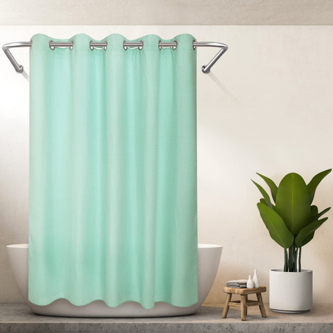 Hotel Grade No Hooks Needed Shower Curtain with Snap in Liner