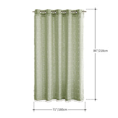 River Dream Farmhouse Linen Textured Shower Curtain with Snap-in Liner Set, No Hooks Needed, with Tassels for Rustic Bathroom Decor,with Window,with Magnets,Linen,71Wx74H