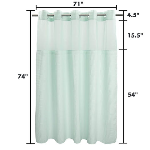 Waffle Weave Cotton Blend Shower Curtain Set with Snap in replacement Liner