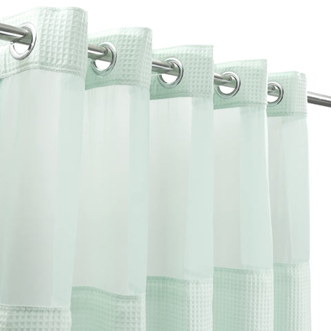 Waffle Weave Cotton Blend Shower Curtain Set with Snap in replacement Liner