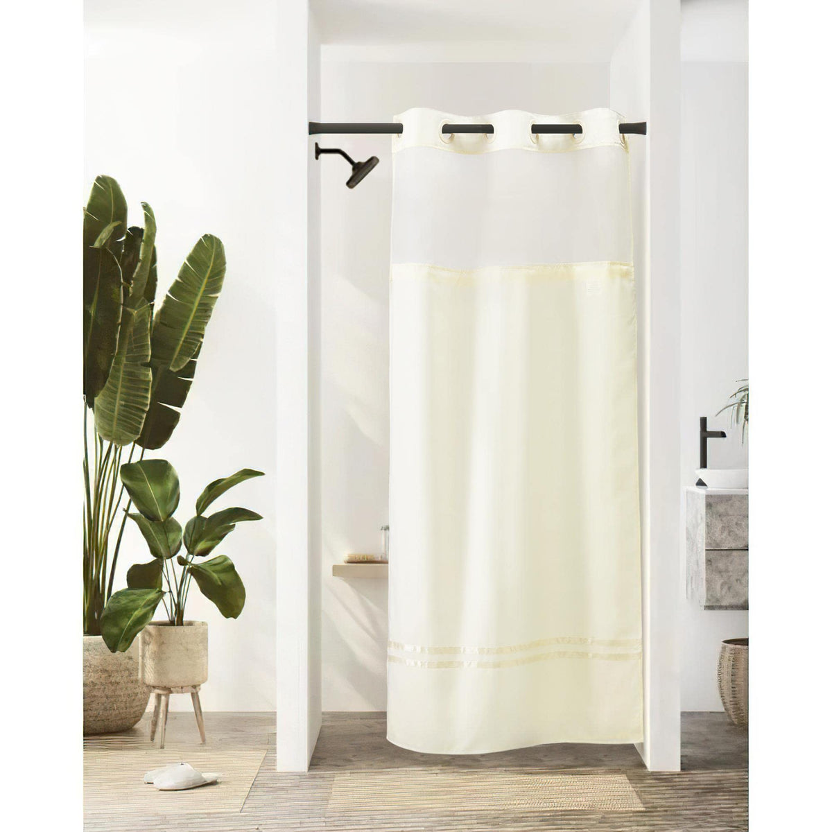 River Dream Stall Shower Curtain with Snap in Liner