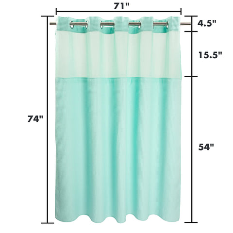 Waffle Weave Cotton Blend Shower Curtain Set with Snap in replacement Liner