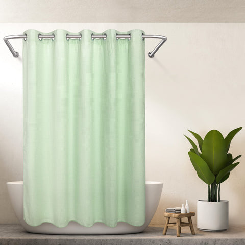 Hotel Grade No Hooks Needed Shower Curtain with Snap in Liner