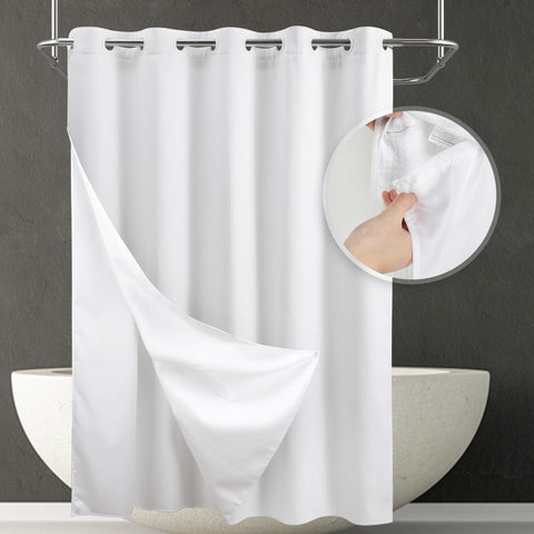 Waffle Weave Shower Curtain with Snap in Liner