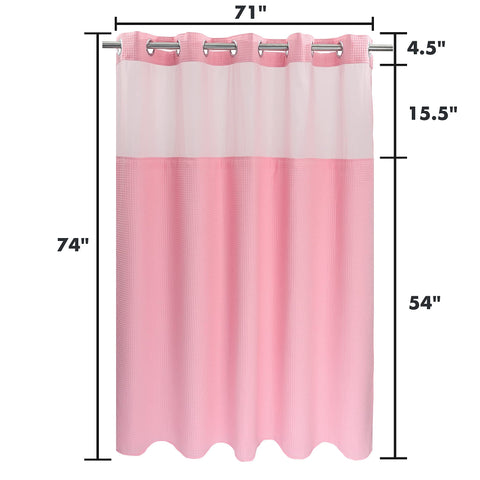 Waffle Weave Cotton Blend Shower Curtain Set with Snap in replacement Liner