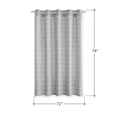 River Dream Farmhouse Linen Textured Shower Curtain with Snap-in Liner Set, No Hooks Needed, with Tassels for Rustic Bathroom Decor,with Window,with Magnets,Linen,71Wx74H