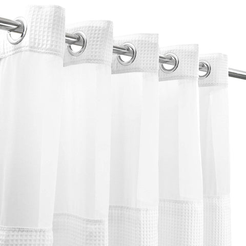 Waffle Weave Cotton Blend Shower Curtain Set with Snap in replacement Liner