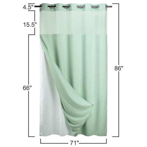 No Hooks Required Waffle Weave Shower Curtain with Snap in Liner