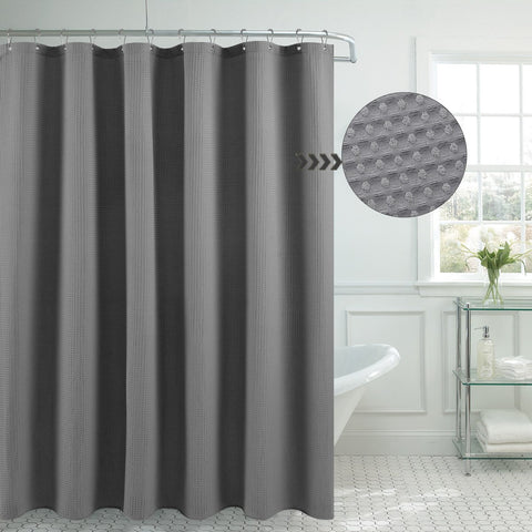 Waffle Weave White Shower Curtain Hotel Luxury Quality