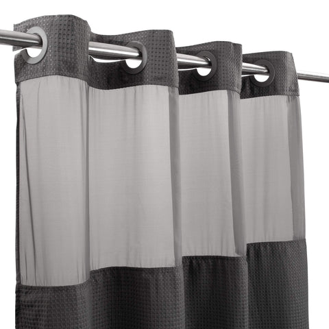 No Hooks Required Waffle Weave Shower Curtain with Snap in Liner