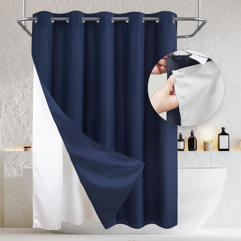 Waffle Weave Shower Curtain with Snap in Liner