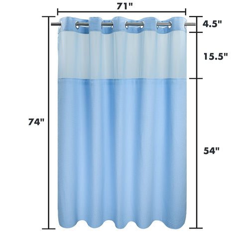 Waffle Weave Cotton Blend Shower Curtain Set with Snap in replacement Liner